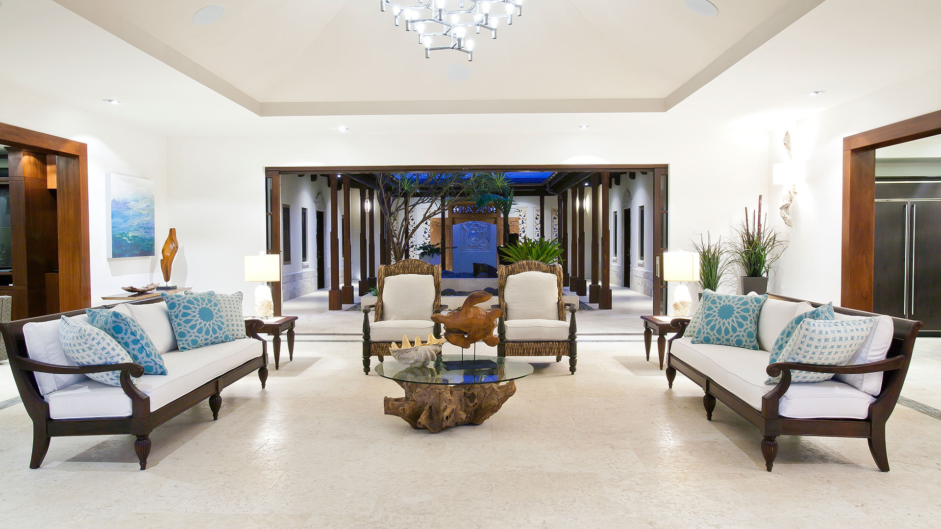 The living room offers ample seating to relax and catch a break from the Anguilla sun